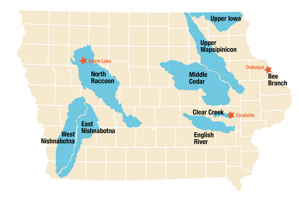 Iowa Watershed Approach IWA   Urban Rural Iowa Watersheds Approach Map 